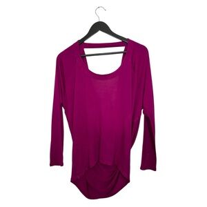 Express Magenta Open Back Drape Long Sleeve Top Size Medium SEE NOTES